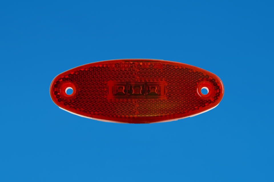 3.9" Oval LED Marker Light with Reflex Lens - RED LEDs - Light Only - 12V