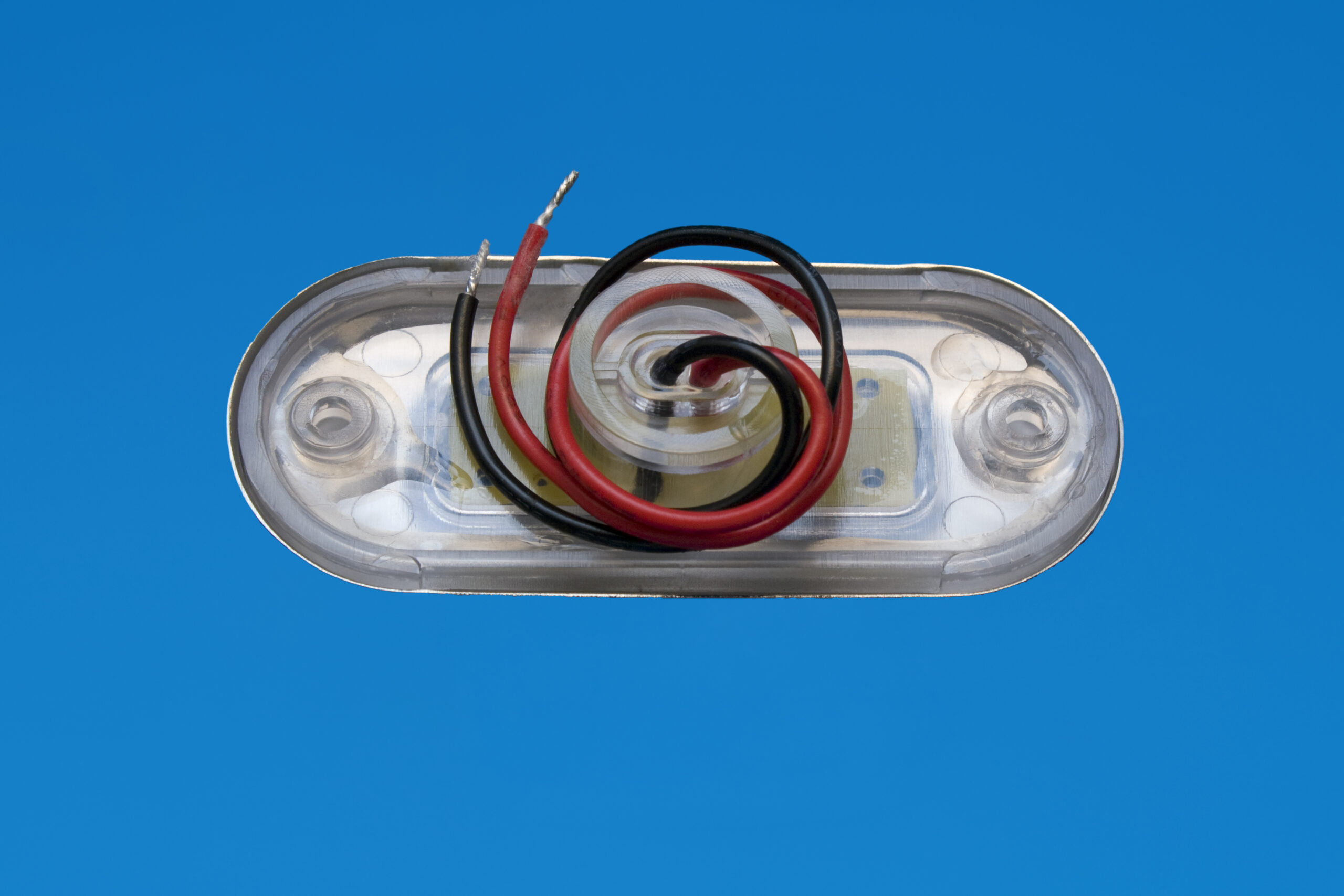 LED Oblong Courtesy Light - TIN Brass Surround - Blue LEDs - 12V - Image 3