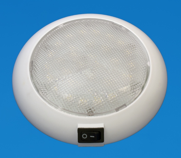 LED Dome light - White Plastic - 5.5" - Neutral White LEDs - 12V