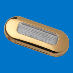 LED Oblong Courtesy Light - TIN Brass Surround - Blue LEDs - 12V