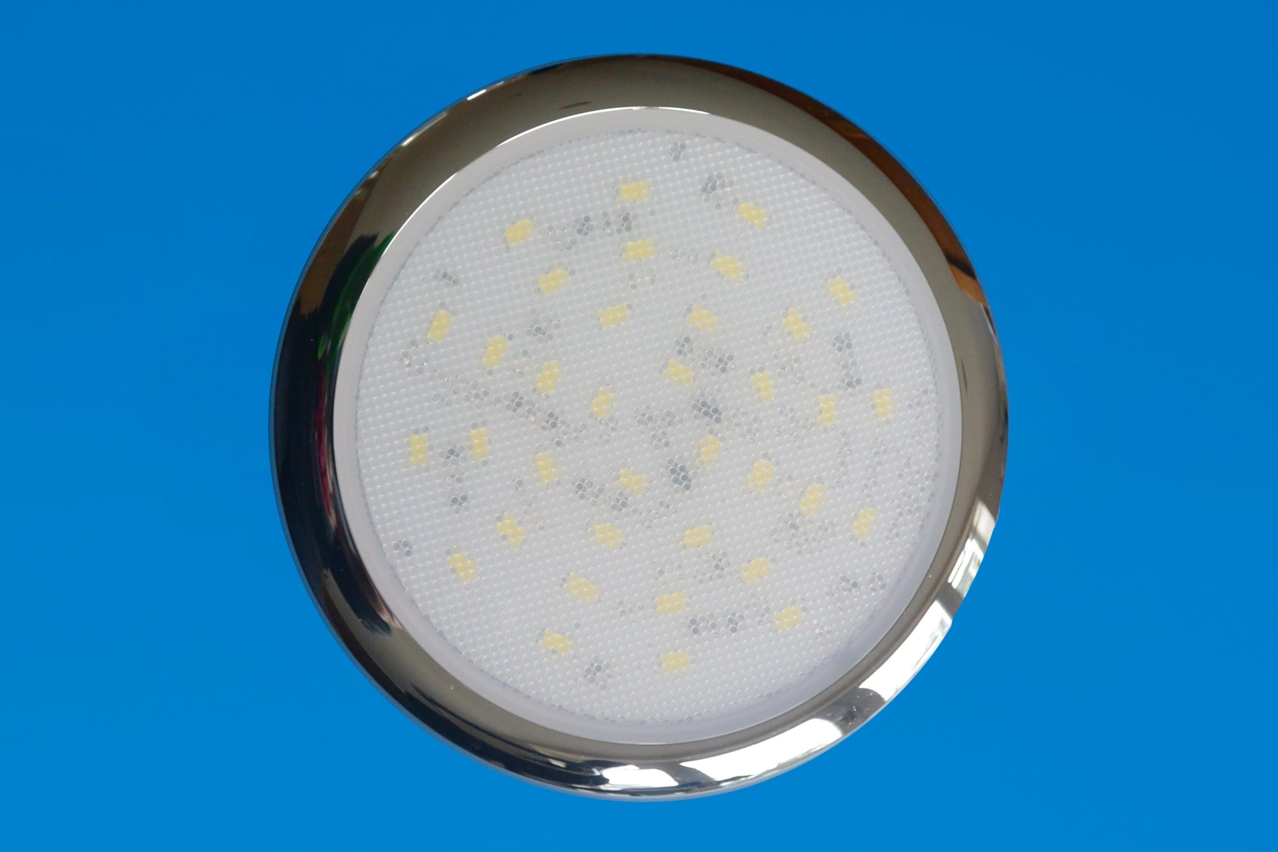 LED 5" Slim Down Light - Chrome Surround - Unswitched Dimmable - Cool White/Red LEDs - 12VDC